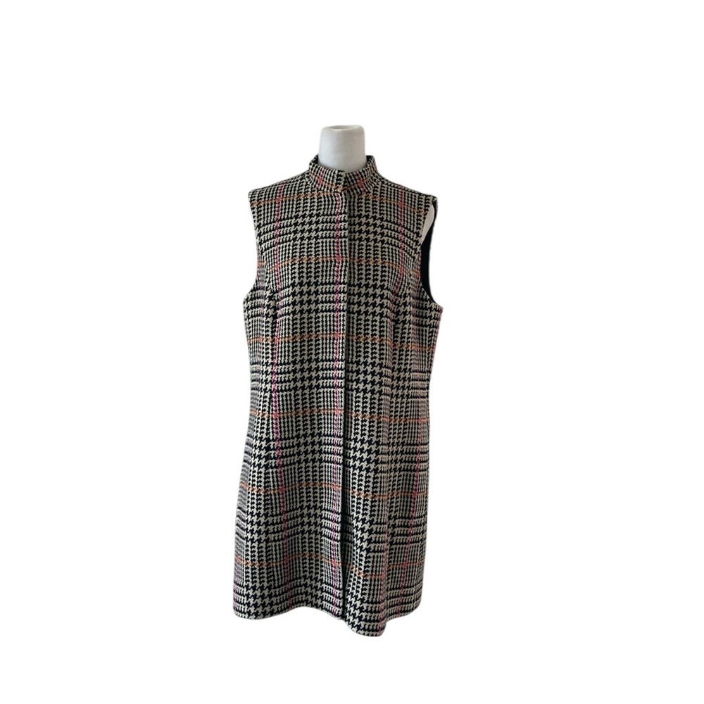 Carlisle Stylish Plaid Houndstooth Sleeveless Vest 10 Black Pink Orange